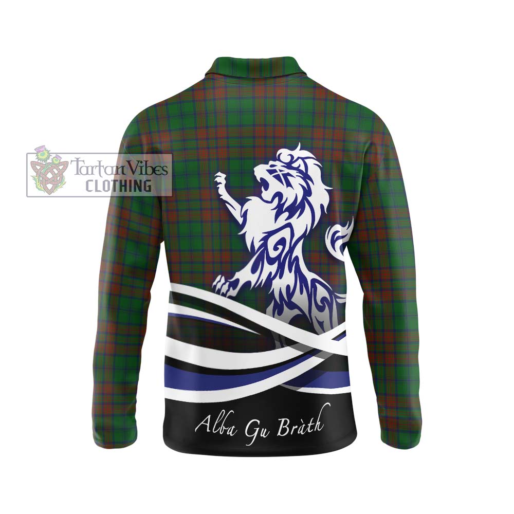 Matheson Hunting Highland Tartan Long Sleeve Polo Shirt with Alba Gu Brath Regal Lion Emblem - Tartanvibesclothing Shop