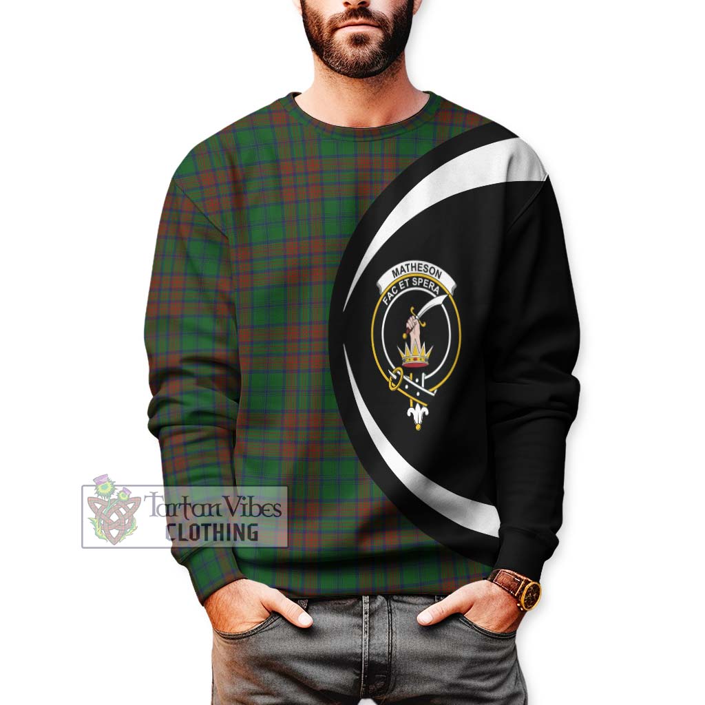 Matheson Hunting Highland Tartan Sweatshirt with Family Crest Circle Style - Tartan Vibes Clothing