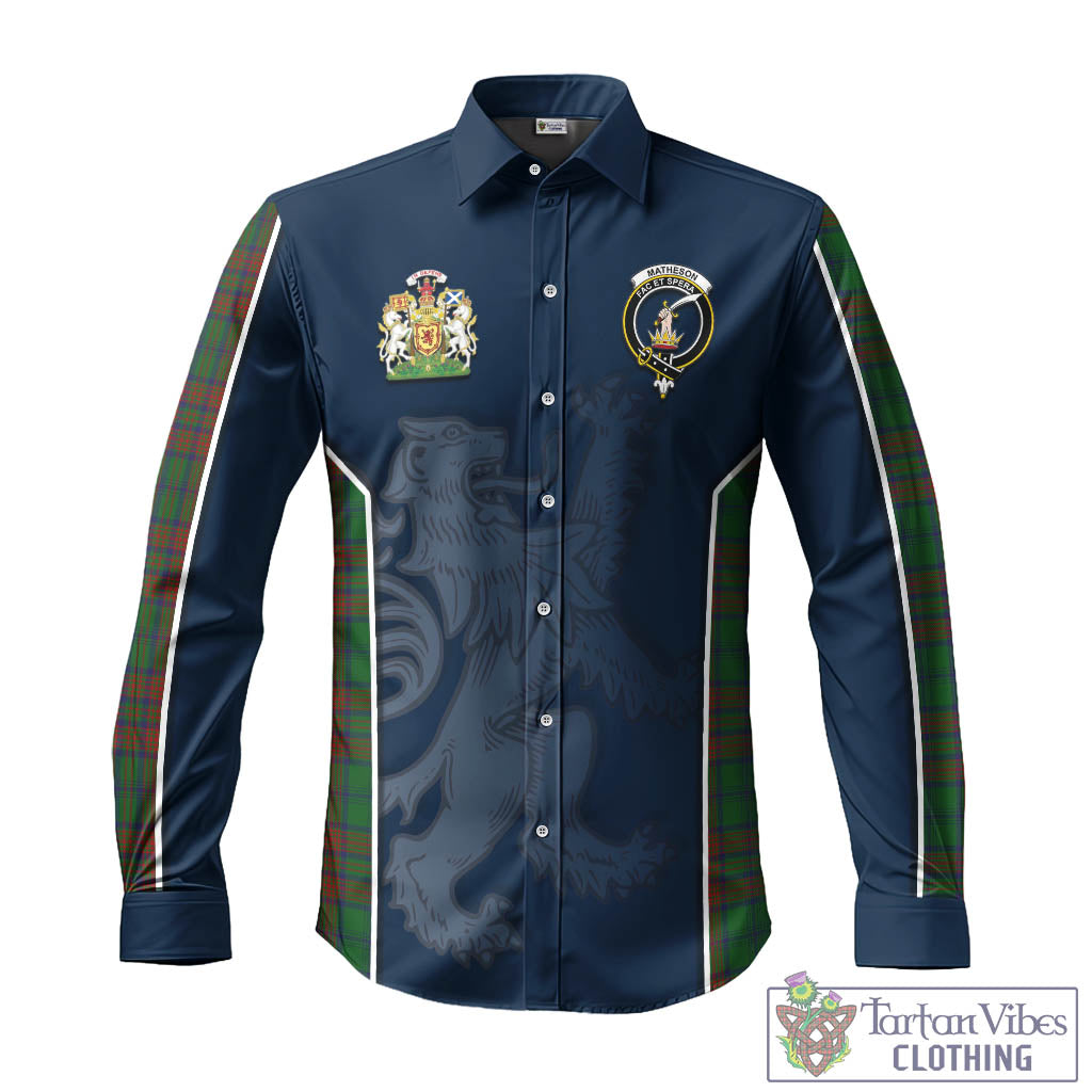 Tartan Vibes Clothing Matheson Hunting Highland Tartan Long Sleeve Button Up Shirt with Family Crest and Lion Rampant Vibes Sport Style