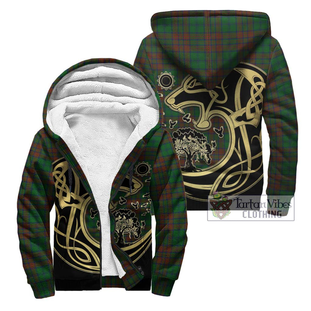 Matheson Hunting Highland Tartan Sherpa Hoodie with Family Crest Celtic Wolf Style Unisex - Tartan Vibes Clothing