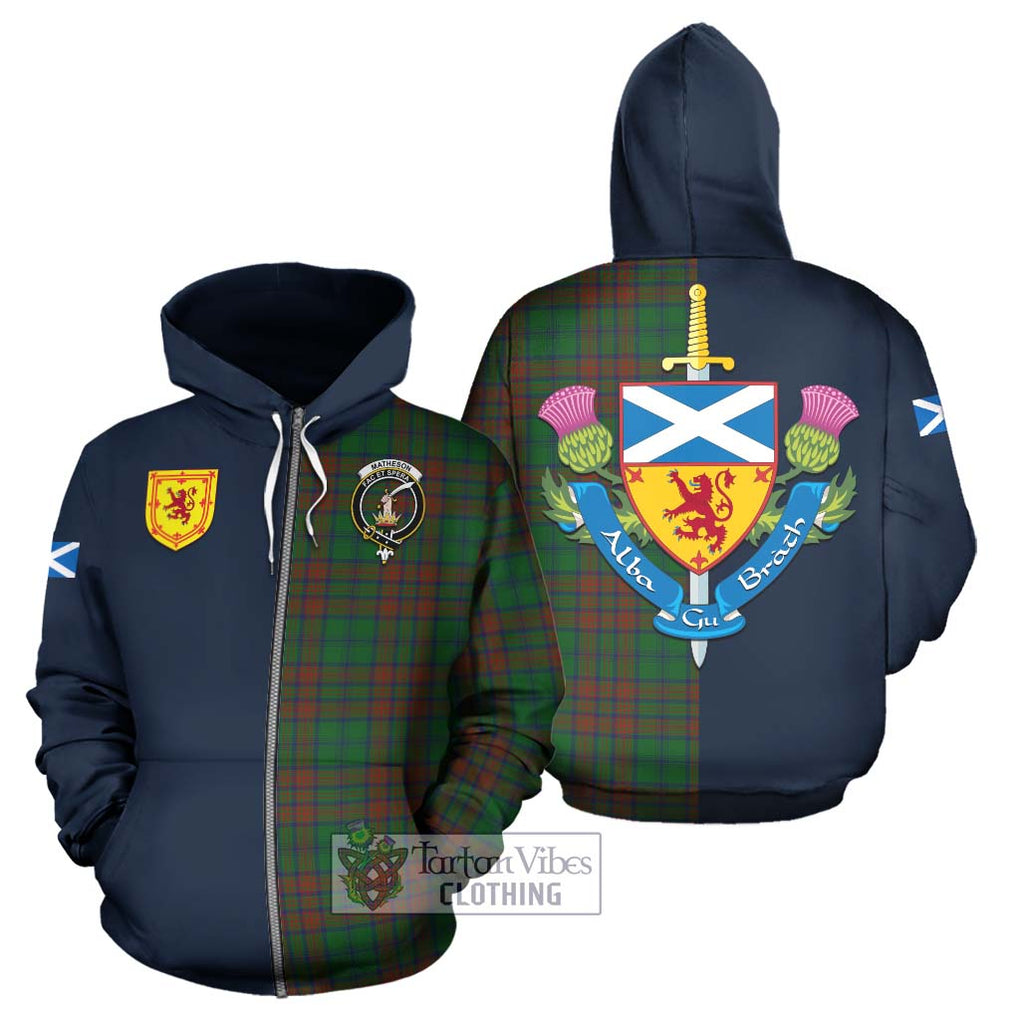 Tartan Vibes Clothing Matheson Hunting Highland Tartan Hoodie with Scottish Lion Royal Arm Half Style