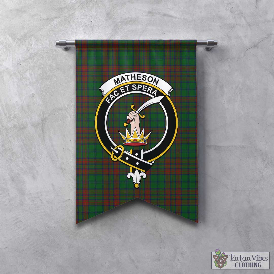 Tartan Vibes Clothing Matheson Hunting Highland Tartan Gonfalon, Tartan Banner with Family Crest