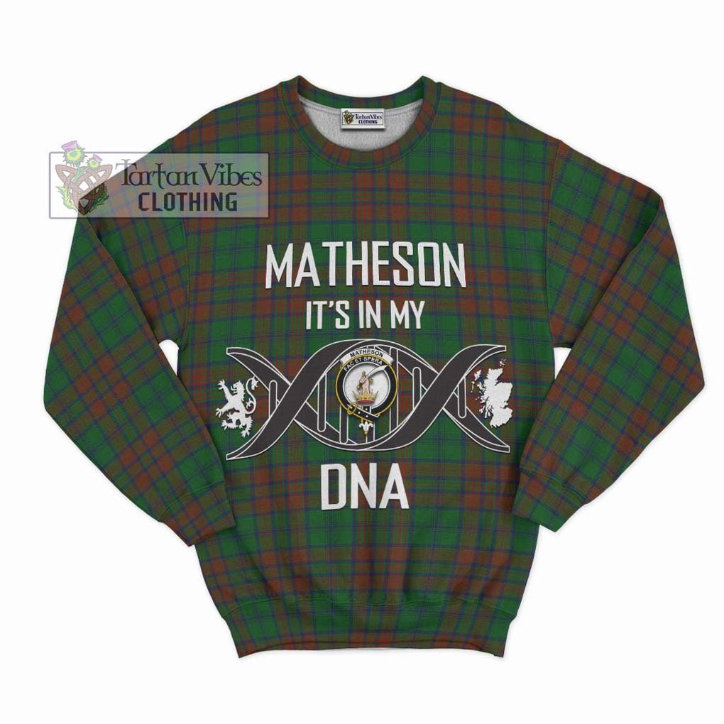 Matheson Hunting Highland Tartan Sweatshirt with Family Crest DNA In Me Style - Tartanvibesclothing Shop