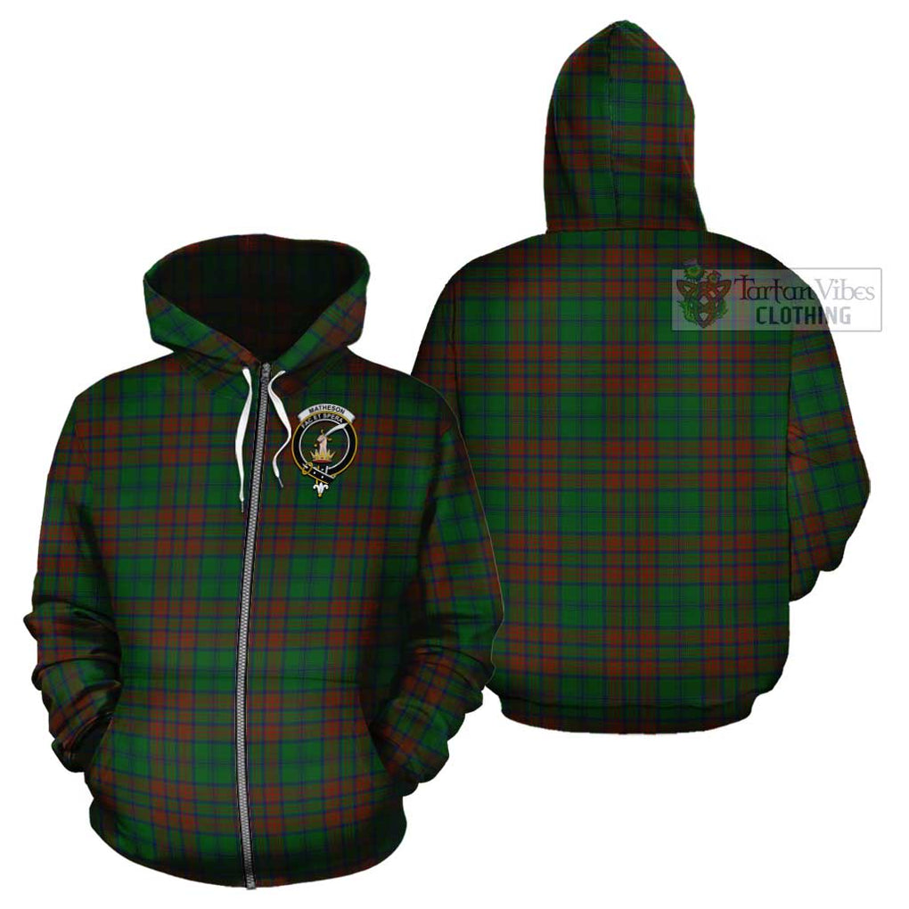 Matheson Hunting Highland Tartan Cotton Hoodie with Family Crest Zip Hoodie - Tartan Vibes Clothing