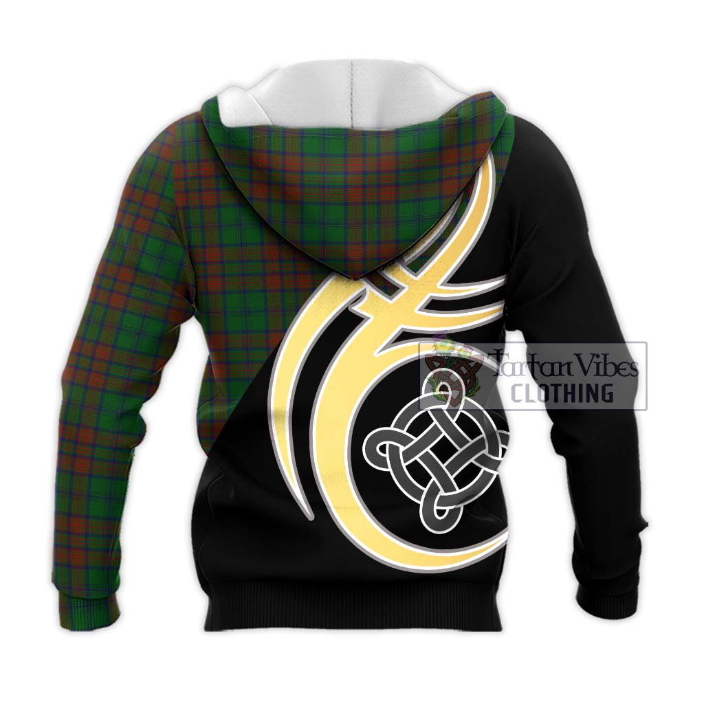 Tartan Vibes Clothing Matheson Hunting Highland Tartan Knitted Hoodie with Family Crest and Celtic Symbol Style