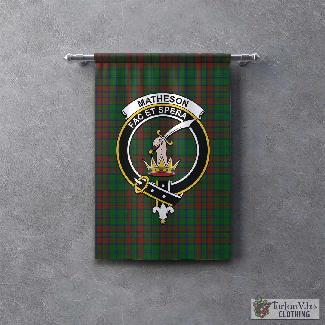 Tartan Vibes Clothing Matheson Hunting Highland Tartan Gonfalon, Tartan Banner with Family Crest