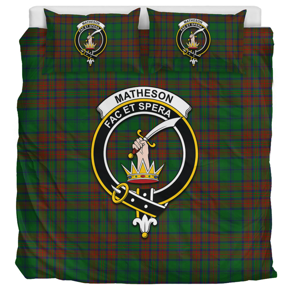 Matheson Hunting Highland Tartan Bedding Set with Family Crest UK Bedding Set UK Super King 104*94 inch - Tartan Vibes Clothing