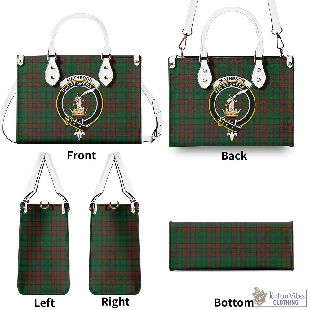 Tartan Vibes Clothing Matheson Hunting Highland Tartan Luxury Leather Handbags with Family Crest