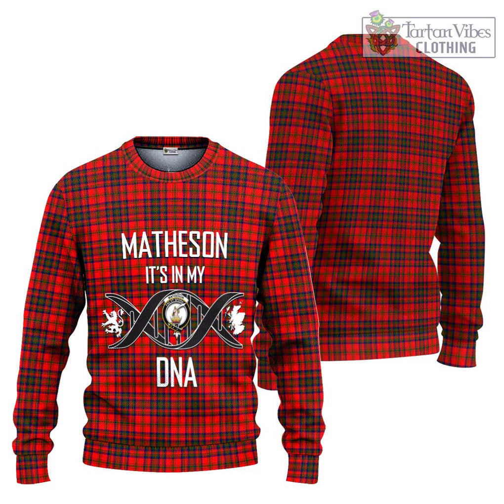 Matheson Tartan Knitted Sweater with Family Crest DNA In Me Style Unisex - Tartanvibesclothing Shop