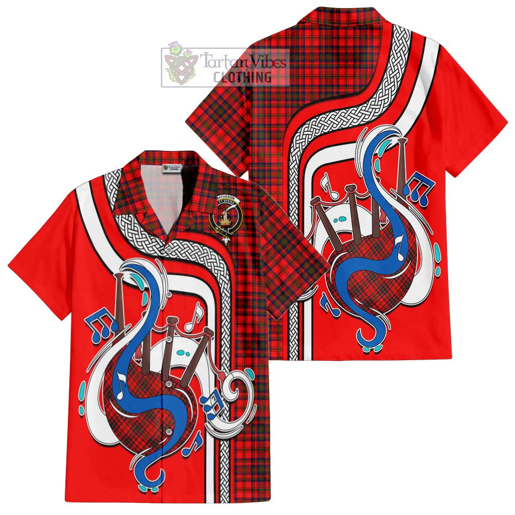 Matheson Tartan Short Sleeve Button Shirt with Epic Bagpipe Style Kid - Tartanvibesclothing Shop