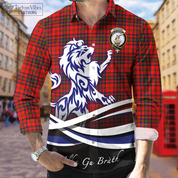 Matheson Modern Tartan Long Sleeve Button Up Shirt with Alba Gu Brath Regal Lion Emblem