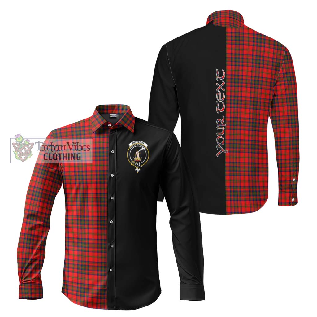 Tartan Vibes Clothing Matheson Modern Tartan Long Sleeve Button Shirt with Family Crest and Half Of Me Style