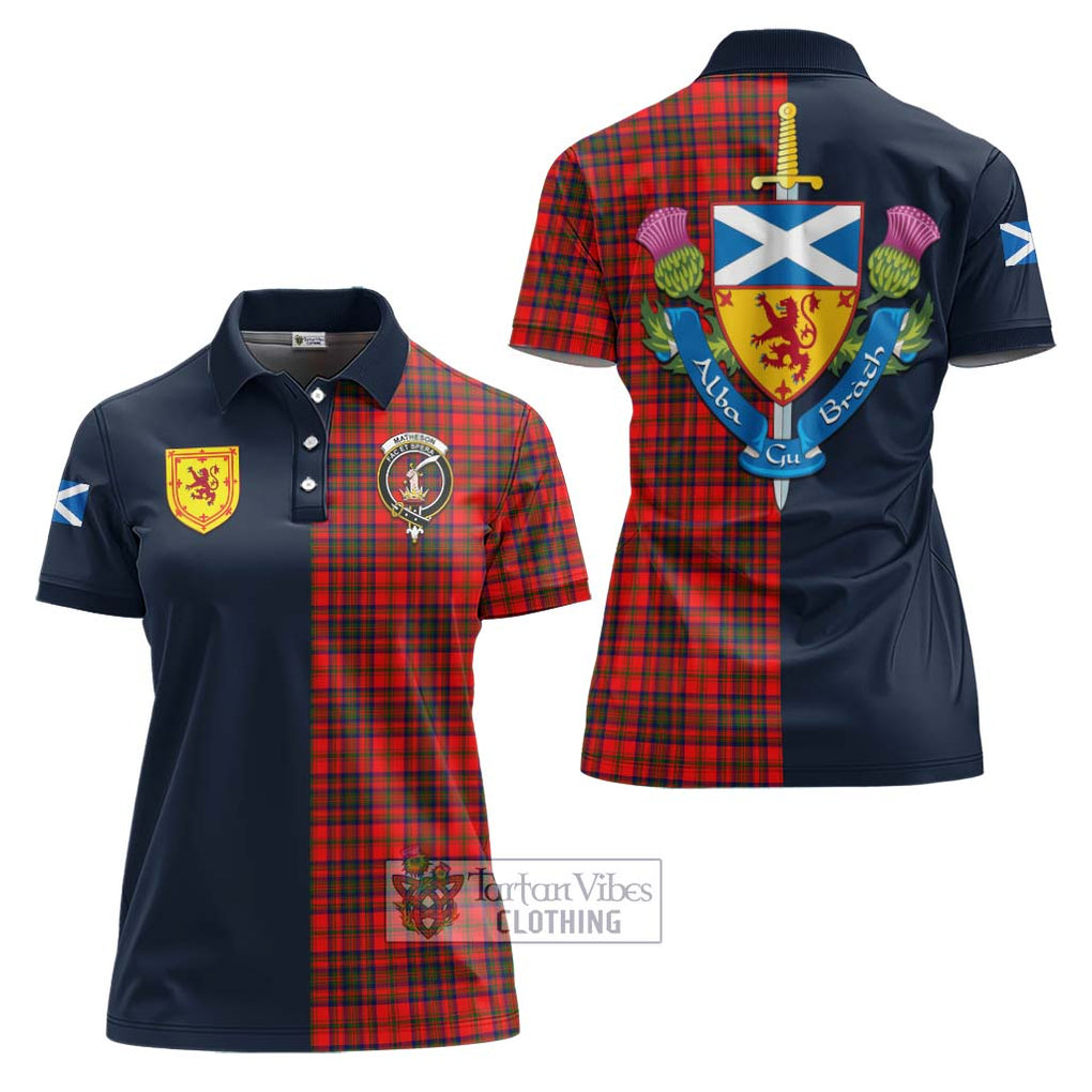 Tartan Vibes Clothing Matheson Modern Tartan Women's Polo Shirt with Scottish Lion Royal Arm Half Style