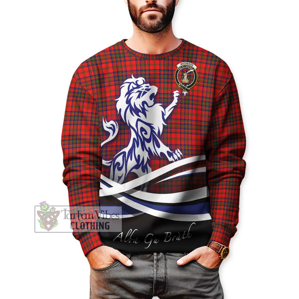 Matheson Tartan Sweatshirt with Alba Gu Brath Regal Lion Emblem Unisex - Tartanvibesclothing Shop