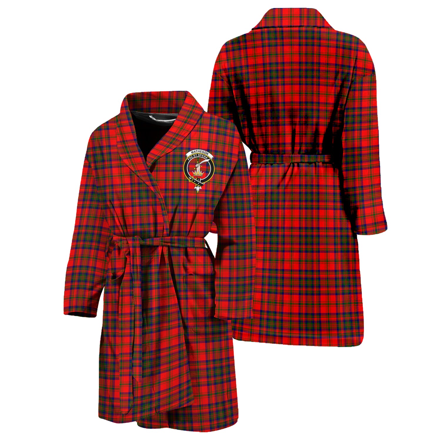 Matheson Tartan Bathrobe with Family Crest Unisex S - Tartan Vibes Clothing