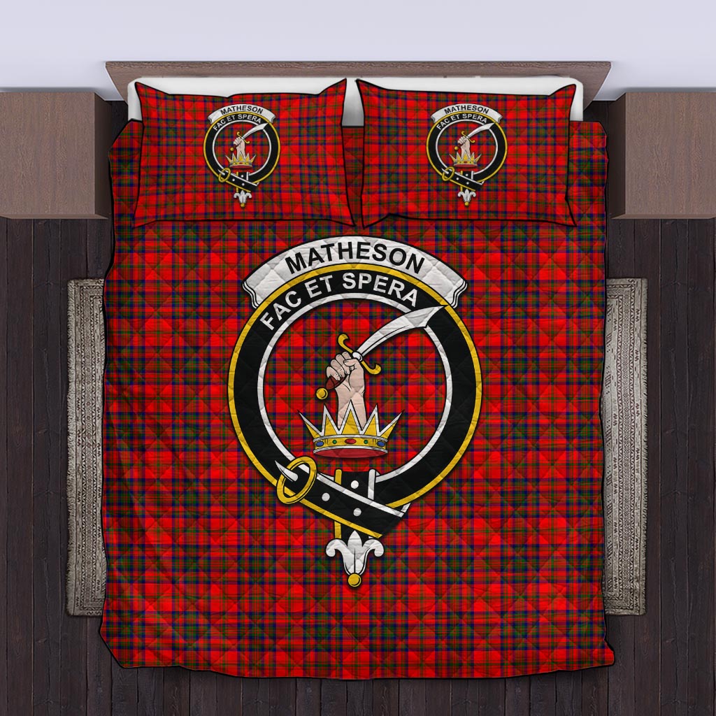 Matheson Tartan Quilt Bed Set with Family Crest Twin - Tartan Vibes Clothing