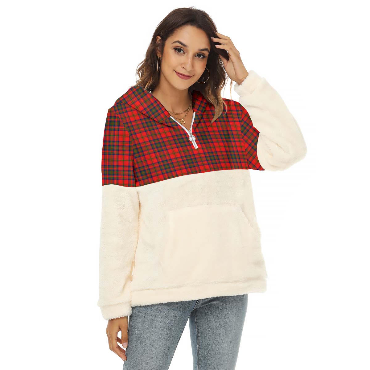Matheson Tartan Half Style Women's Borg Fleece Hoodie with Half Zip Female - Tartan Vibes Clothing