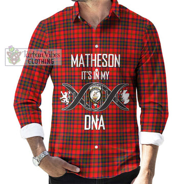 Matheson Tartan Long Sleeve Button Shirt with Family Crest DNA In Me Style