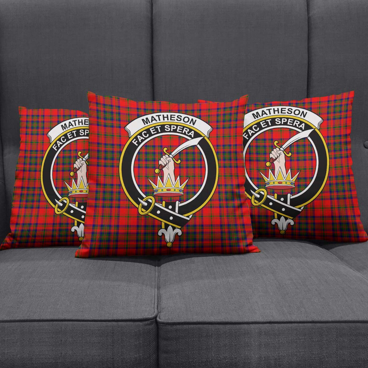 Matheson Modern Tartan Pillow Cover with Family Crest Square Pillow Cover - Tartanvibesclothing