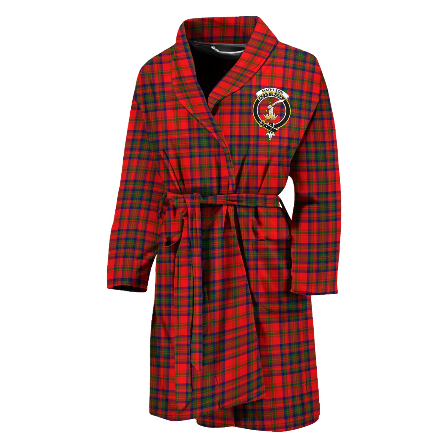 Matheson Tartan Bathrobe with Family Crest Unisex M - Tartan Vibes Clothing