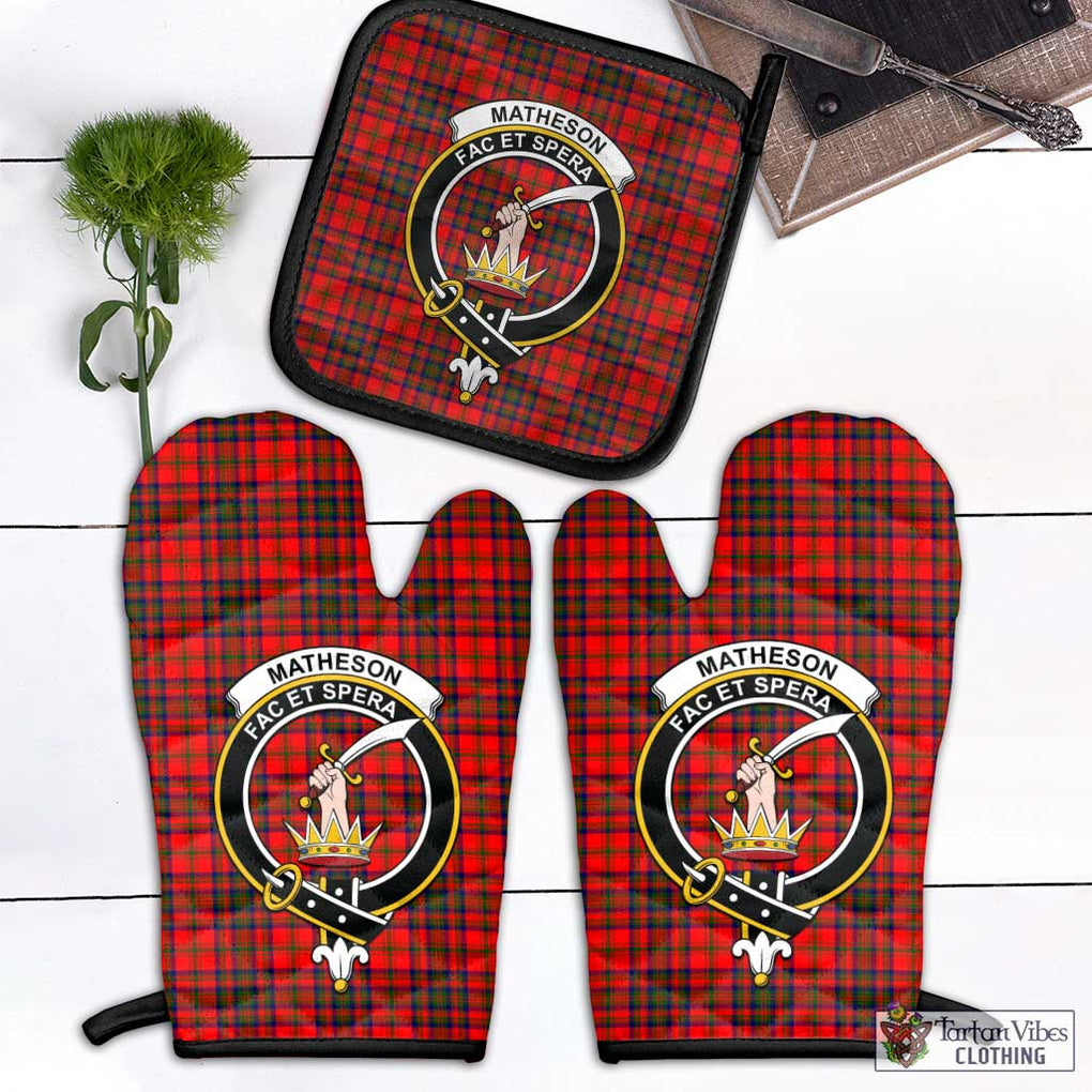 Matheson Tartan Combo Oven Mitt & Pot-Holder with Family Crest Black - Tartan Vibes Clothing