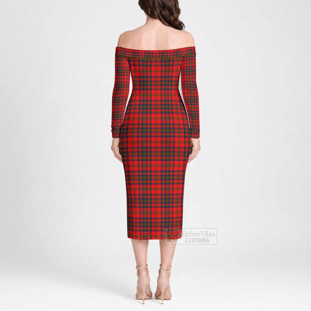 Matheson Tartan Off Shoulder Long Sleeve Dress - Tartan Vibes Clothing