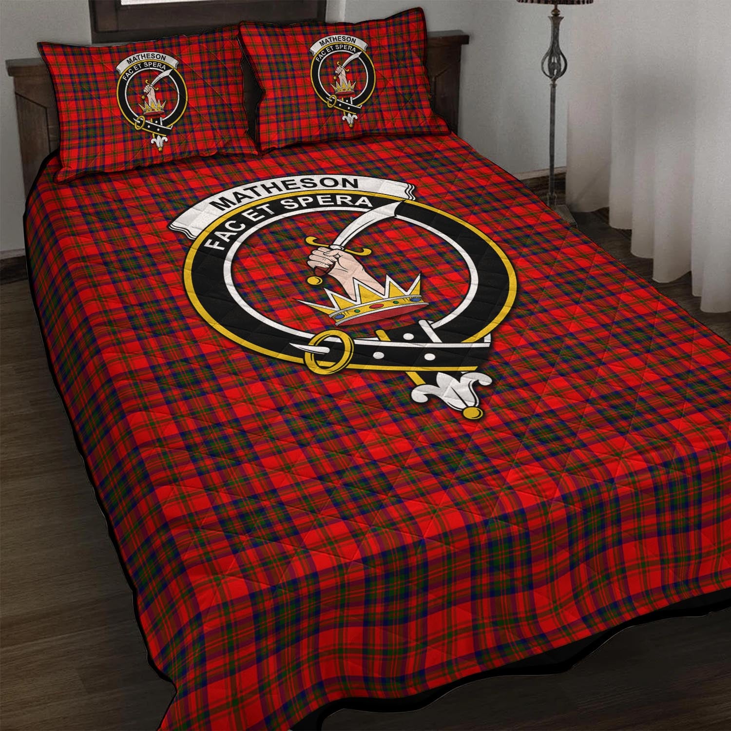 Matheson Tartan Quilt Bed Set with Family Crest - Tartan Vibes Clothing