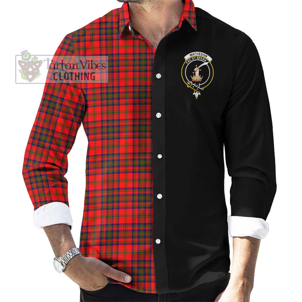 Tartan Vibes Clothing Matheson Modern Tartan Long Sleeve Button Shirt with Family Crest and Half Of Me Style