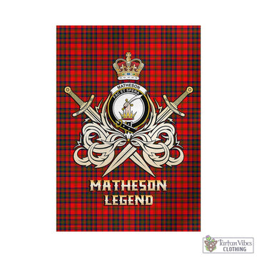 Matheson Tartan Garden Flag with Clan Crest and the Golden Sword of Courageous Legacy - Tartan Vibes Clothing