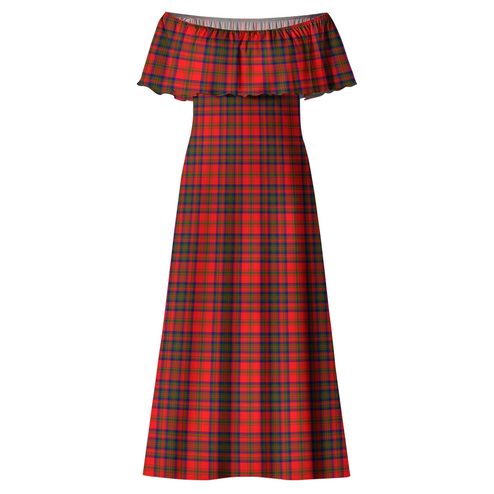 Matheson Modern Tartan Off Shoulder Long Dress - Tartanvibesclothing