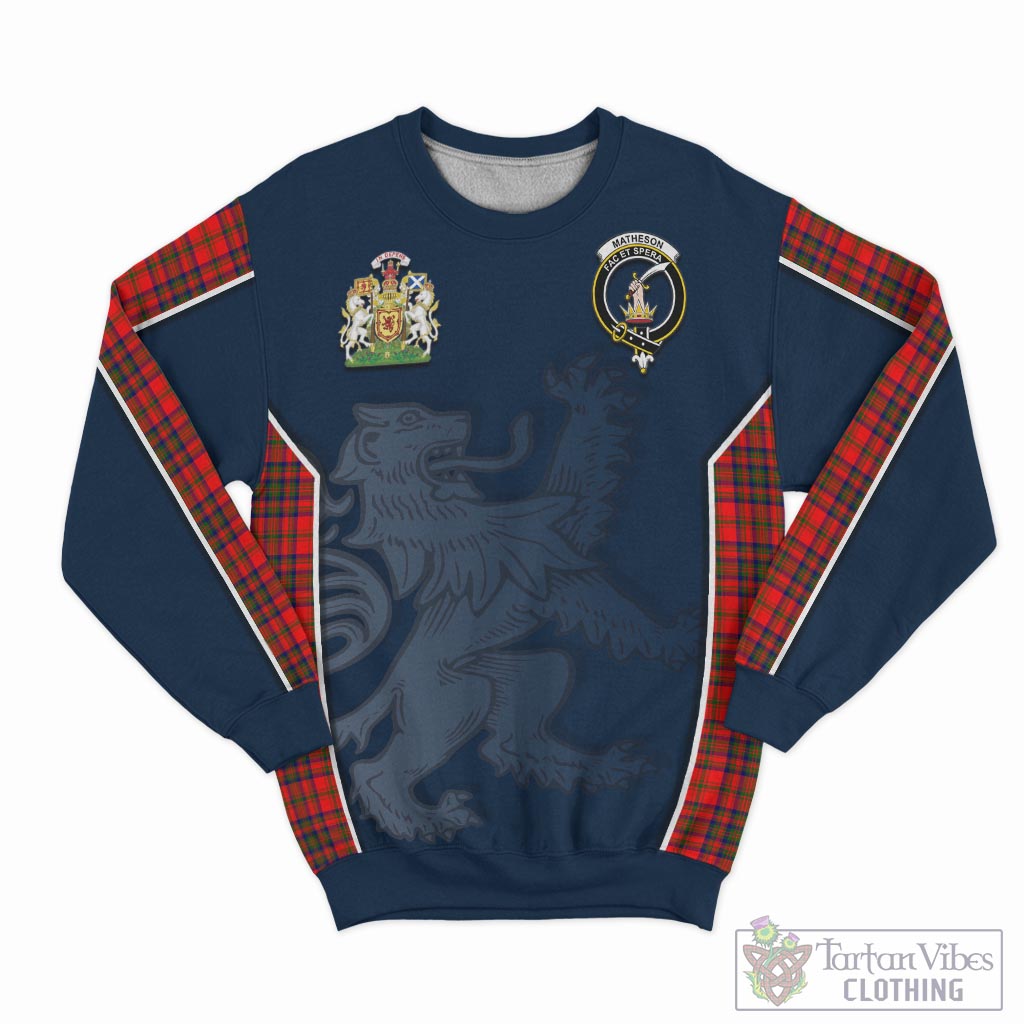 Tartan Vibes Clothing Matheson Modern Tartan Sweater with Family Crest and Lion Rampant Vibes Sport Style