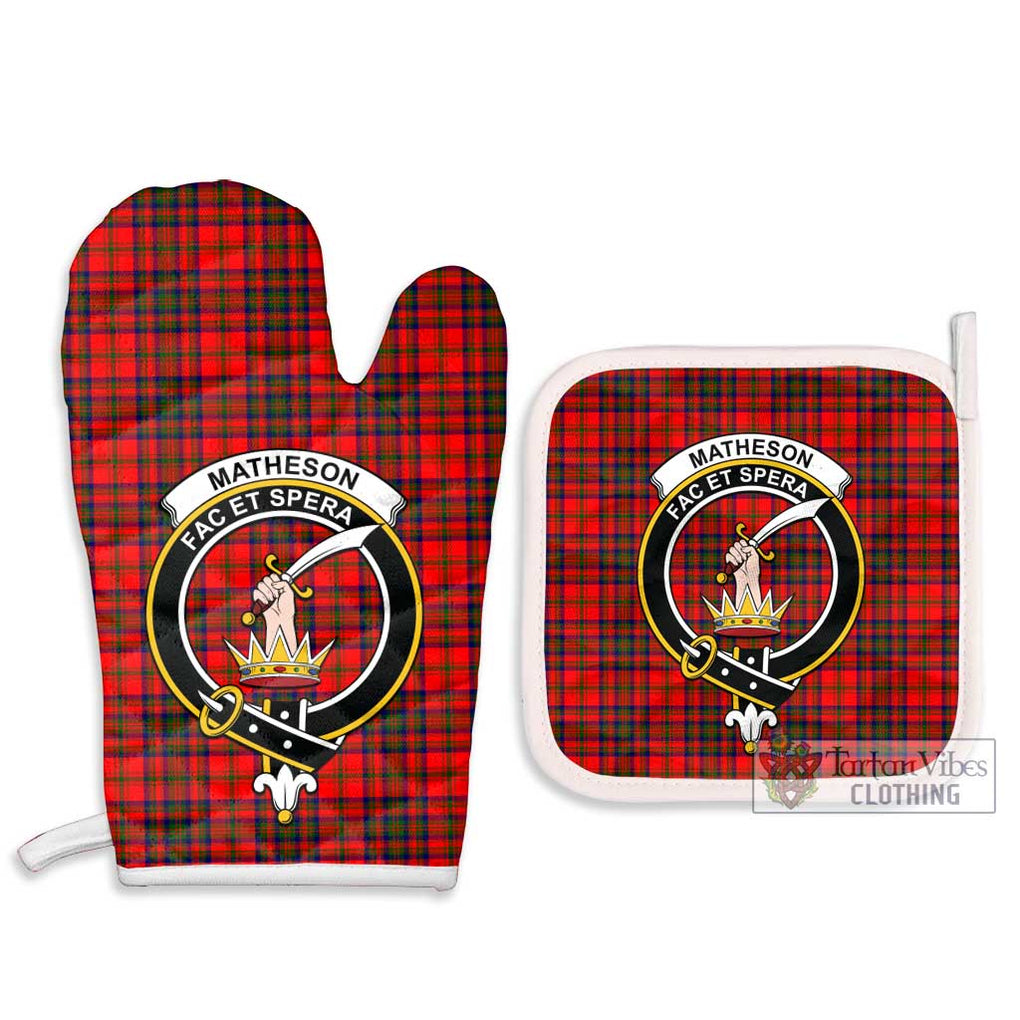 Matheson Tartan Combo Oven Mitt & Pot-Holder with Family Crest - Tartan Vibes Clothing
