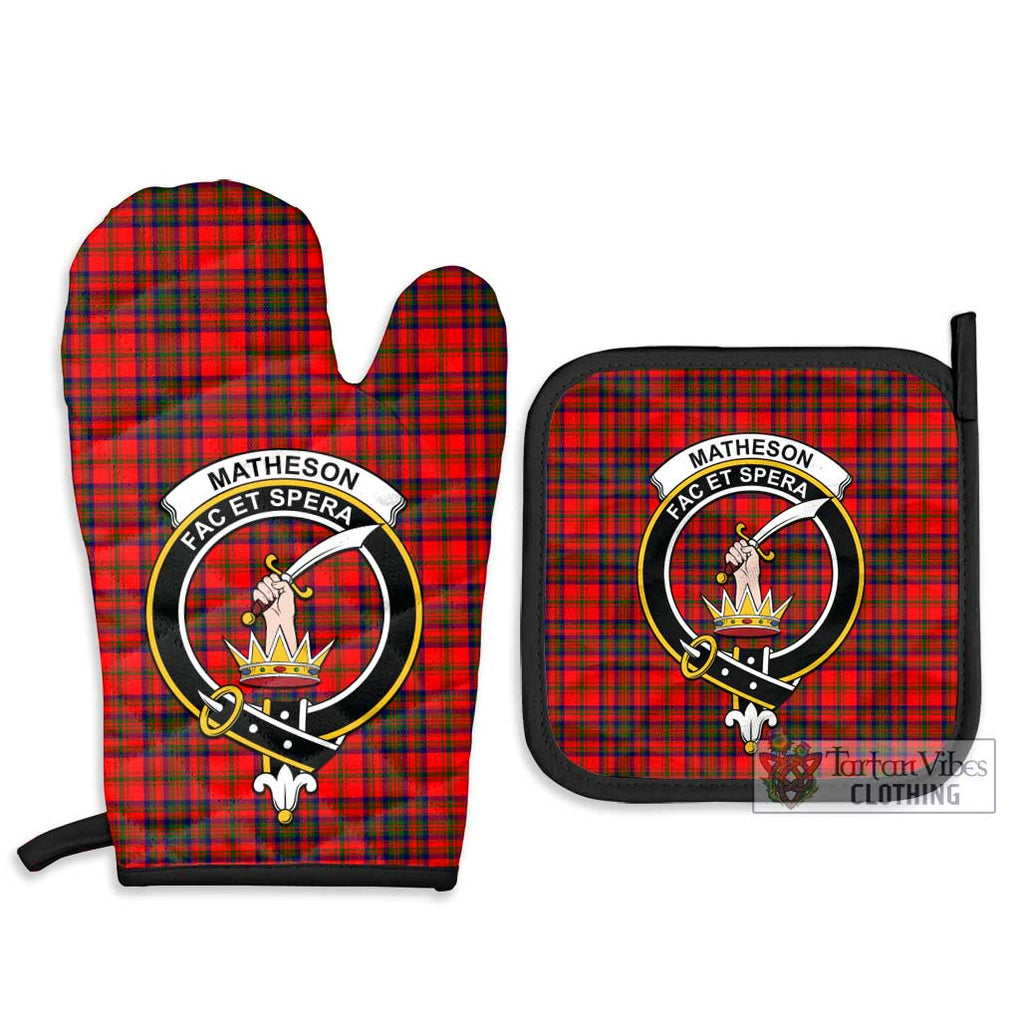 Matheson Tartan Combo Oven Mitt & Pot-Holder with Family Crest - Tartan Vibes Clothing