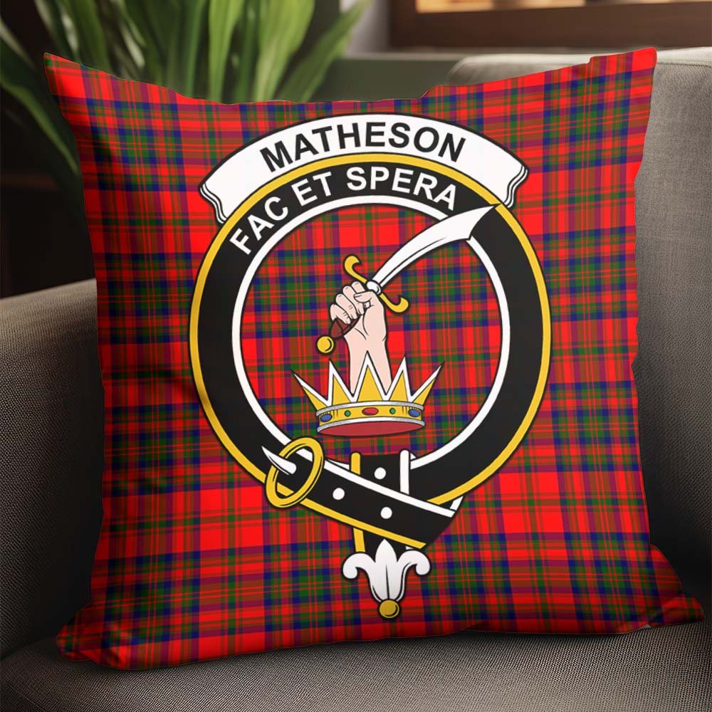 Matheson Modern Tartan Pillow Cover with Family Crest - Tartanvibesclothing