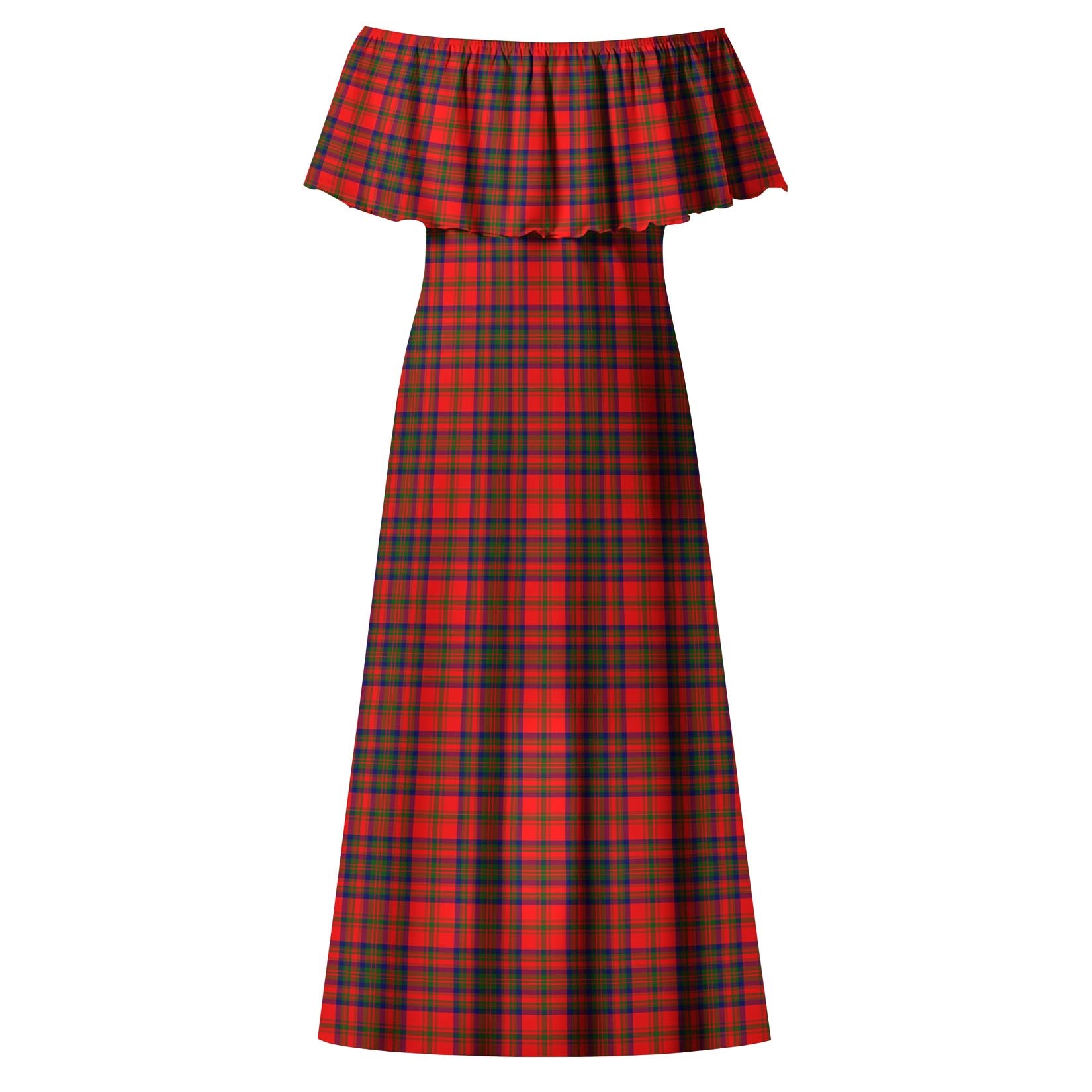 Matheson Modern Tartan Off Shoulder Long Dress - Tartanvibesclothing