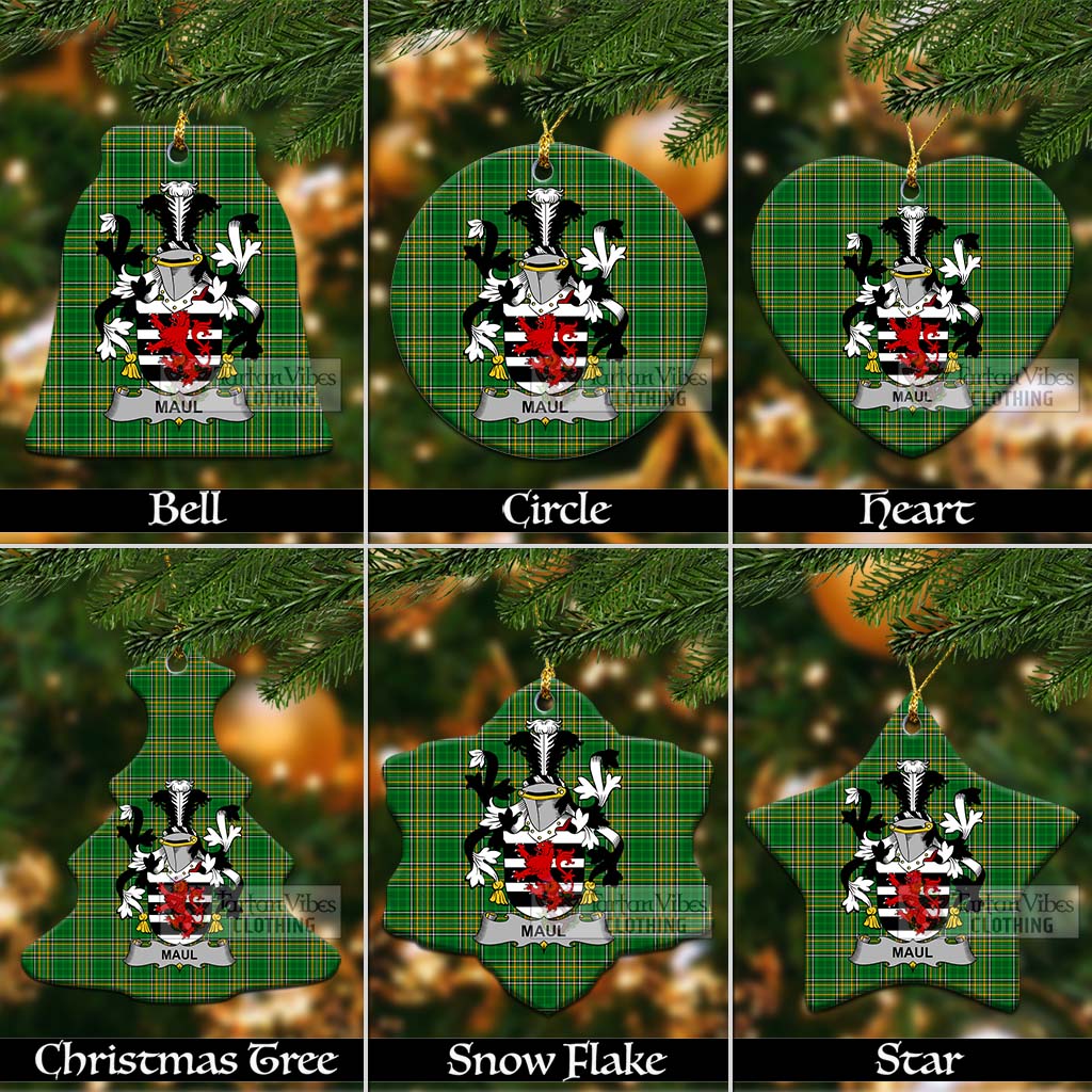 Tartan Vibes Clothing Maul Irish Clan Tartan Christmas Ceramic Ornament with Coat of Arms