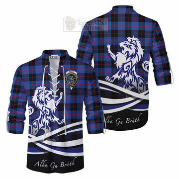 Maule Tartan Ghillie Kilt Shirt with Alba Gu Brath Regal Lion Emblem