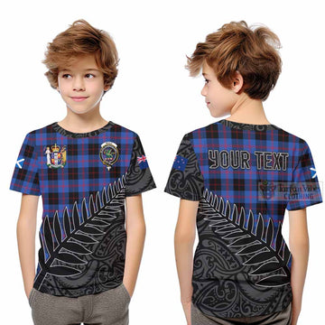 Maule Crest Tartan Kid T-Shirt with New Zealand Silver Fern Half Style