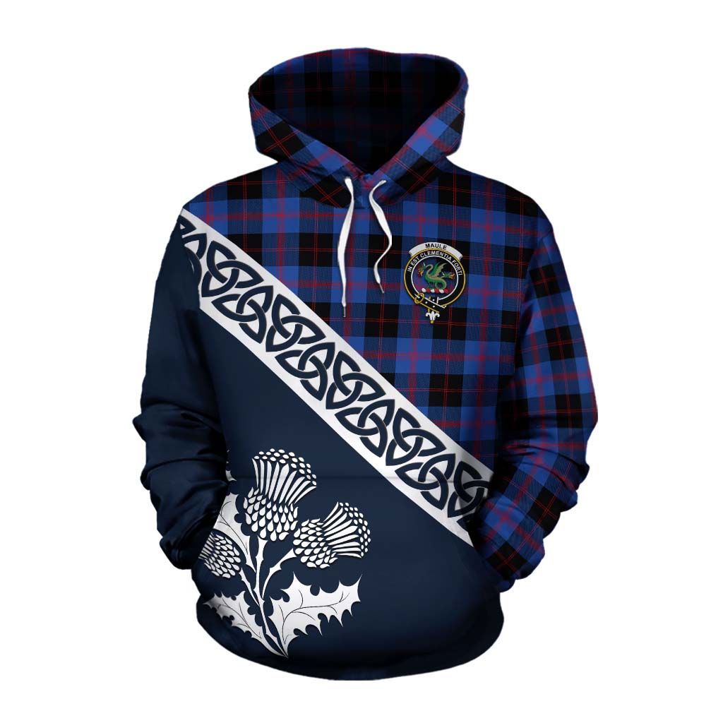 Tartan Vibes Clothing Maule Tartan Cotton Hoodie Featuring Thistle and Scotland Map