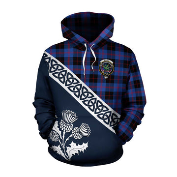 Maule Tartan Cotton Hoodie Featuring Thistle and Scotland Map