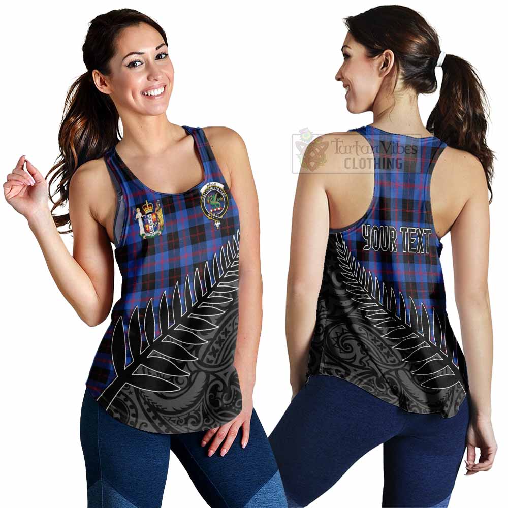 Tartan Vibes Clothing Maule Crest Tartan Women's Racerback Tanks with New Zealand Silver Fern Half Style