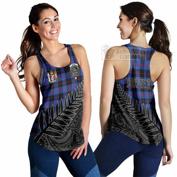 Maule Crest Tartan Women's Racerback Tanks with New Zealand Silver Fern Half Style