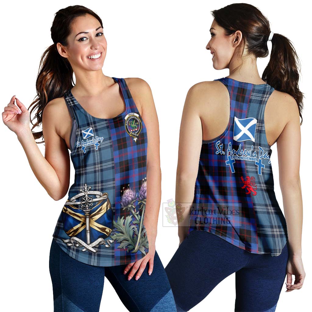 Tartan Vibes Clothing Maule Tartan Women's Racerback Tanks Happy St. Andrew's Day Half Tartan Style