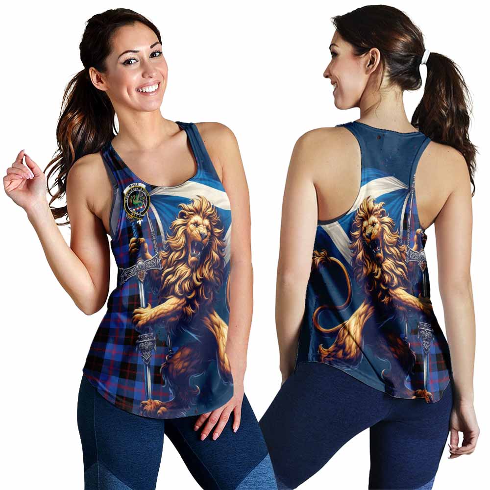 Tartan Vibes Clothing Maule Tartan Family Crest Women's Racerback Tanks with Scottish Majestic Lion