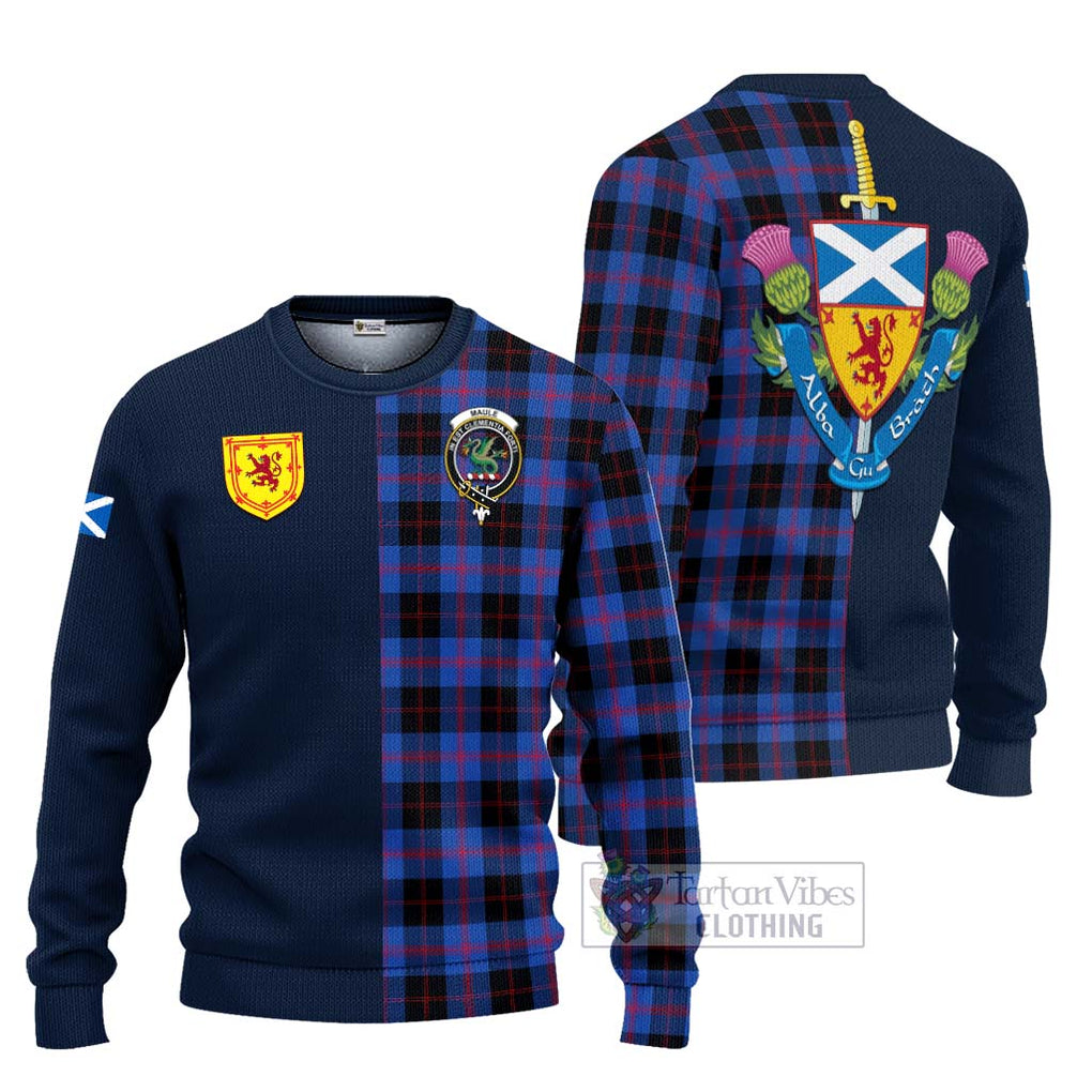 Tartan Vibes Clothing Maule Tartan Knitted Sweater with Scottish Lion Royal Arm Half Style