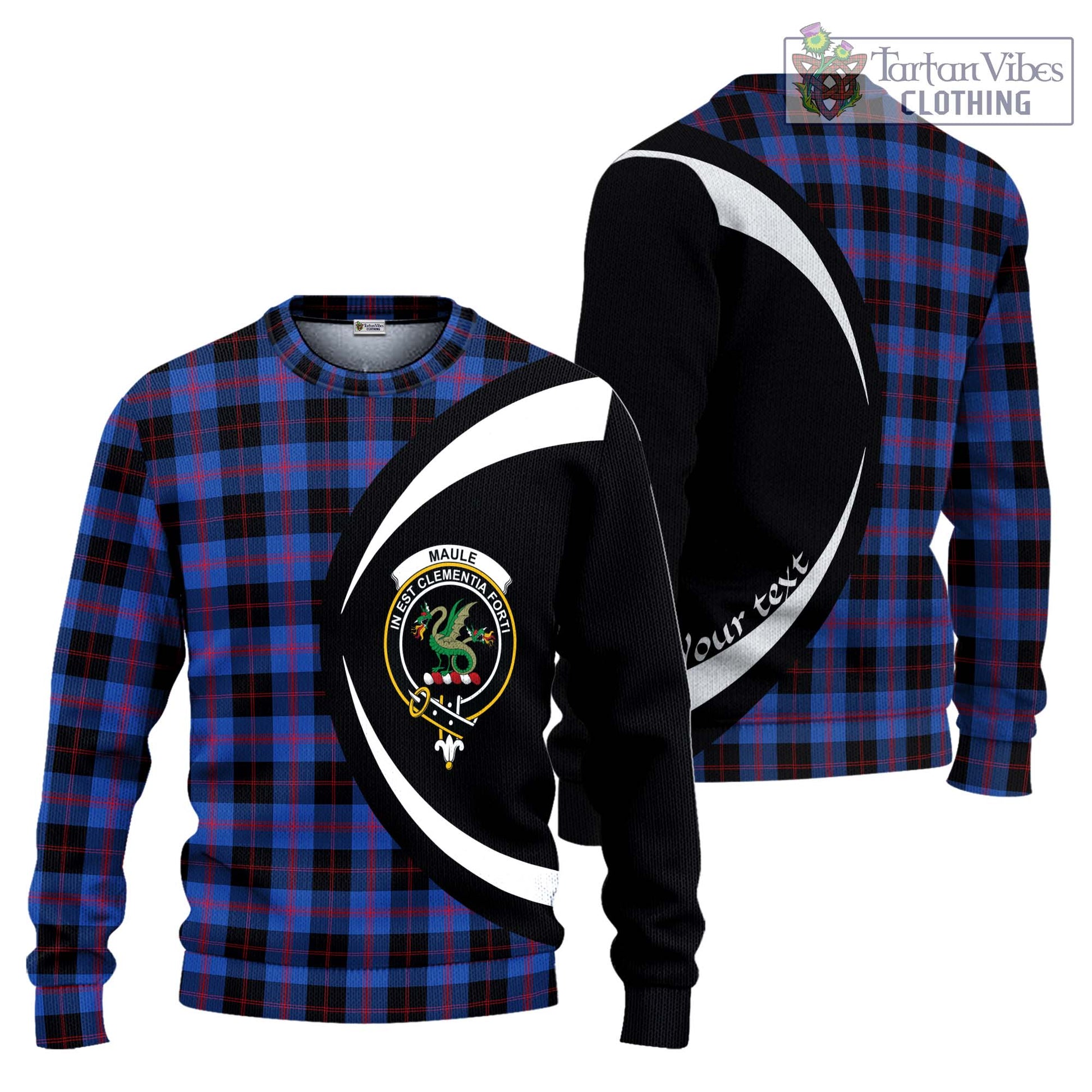 Maule Tartan Knitted Sweater with Family Crest Circle Style Unisex - Tartan Vibes Clothing