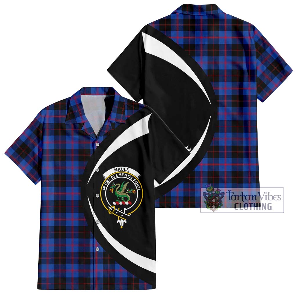 Maule Tartan Short Sleeve Button Up with Family Crest Circle Style Kid - Tartan Vibes Clothing