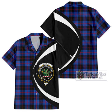 Maule Tartan Short Sleeve Button Up with Family Crest Circle Style