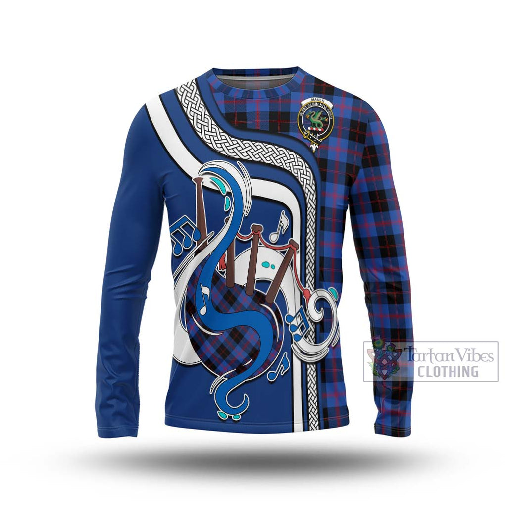 Tartan Vibes Clothing Maule Tartan Long Sleeve T-Shirt with Epic Bagpipe Style