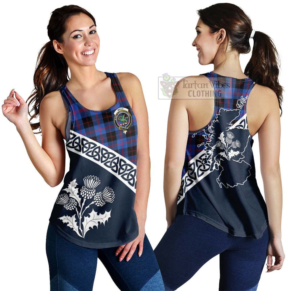 Tartan Vibes Clothing Maule Tartan Women's Racerback Tanks Featuring Thistle and Scotland Map